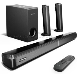 ULTIMEA Apollo S50 4.1 Kanallı Subwoofer'lı Sound Bar, Tepe Gücü 200W, TV için 2'si 1 arada Çıkarılabilir Soundbar, Bluetooth 5.3, Bas Ayarlanabilir, 3 EQ Modlu TV Sound Bar, HDMI ARC/Optik/Aux (U3600)