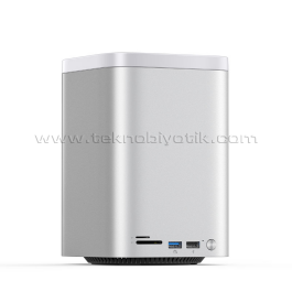 Orico M435 Mini Tower Mac Mini 2024 Workstation  -  Max. 56TB Destekli, M.2 NVMe, 2xHDD Yuvalı, Dahili Fanlı, RAID, USB 3.2,  Type-C, SD/TF Card