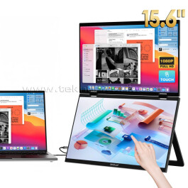 Zeuslap Z15WT 2x15.6" Çift Ekran 1920*1080@60Hz Full HD IPS Panel Type-C 250Cd/m² Dokunmatik, Taşınabilir Monitör (ZL-Z15WT)
