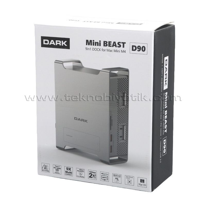 Dark D90 9in1 Mac Mini M4 Workstation - 8TB M.2 NVMe SSD Destekli