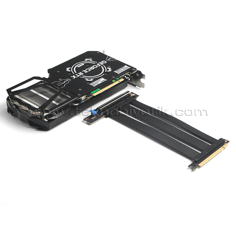 Dark PCIe 5.0 x16, 90 Derece Açılı 20cm Yüksek Hızlı GPU Riser Kablo ...