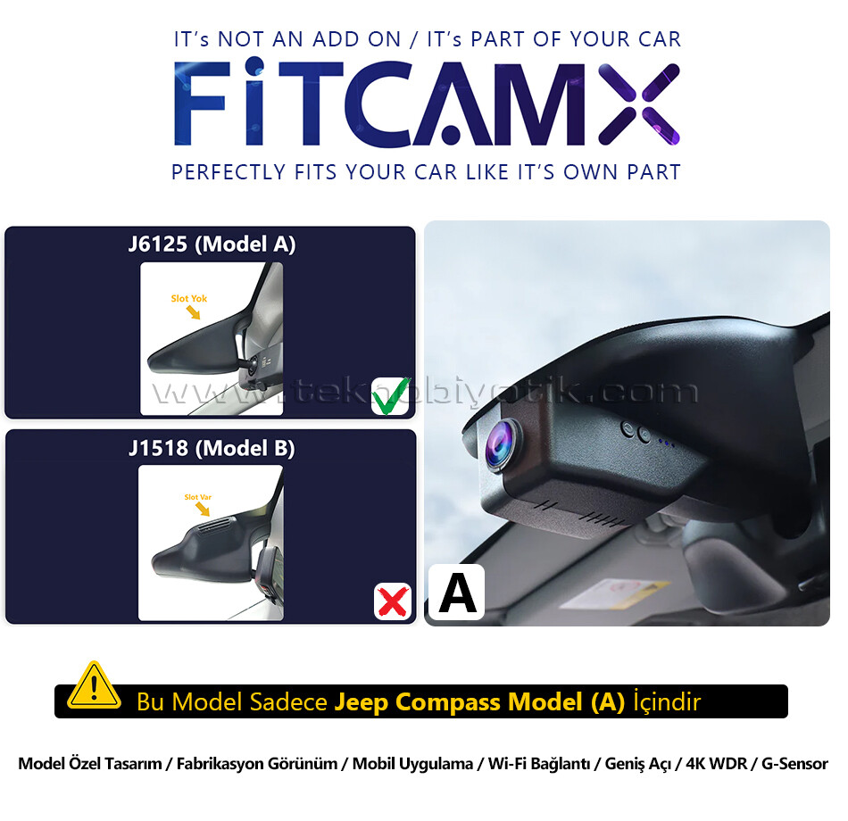 FitCamX - Jeep Compass (2nd gen) Modele Özel 4K Araç Kamerası (2018 ...