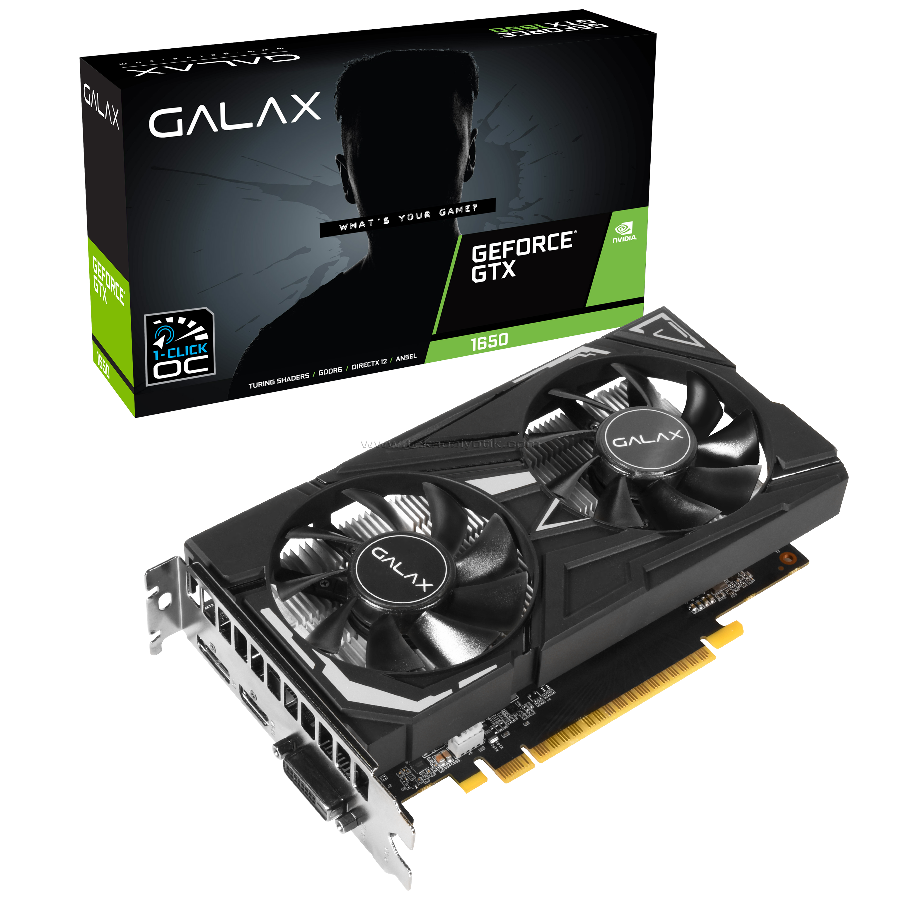 GTX 1650 EX-1 Click OC PLUS 4GB 本体 Galax GTX 1650 EX 1-Click OC 65SQL8DS66E6 128 Bit GDDR6 4 GB Ekran